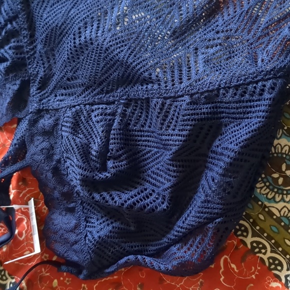 Aerie Pointelle Style Mesh Navy Bodysuit - Picture 7 of 8